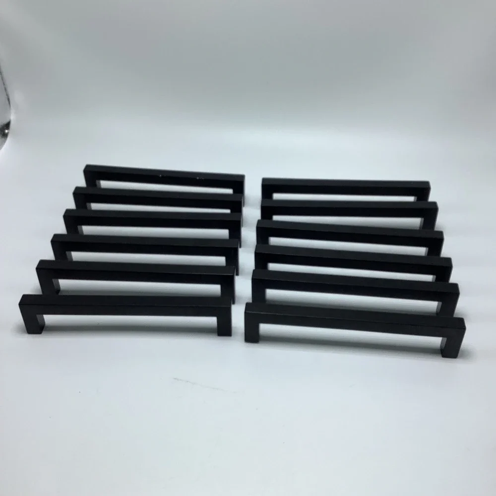 12 Silverline Solid Square Bar Pulls Cabinet Handles Matte Black‎